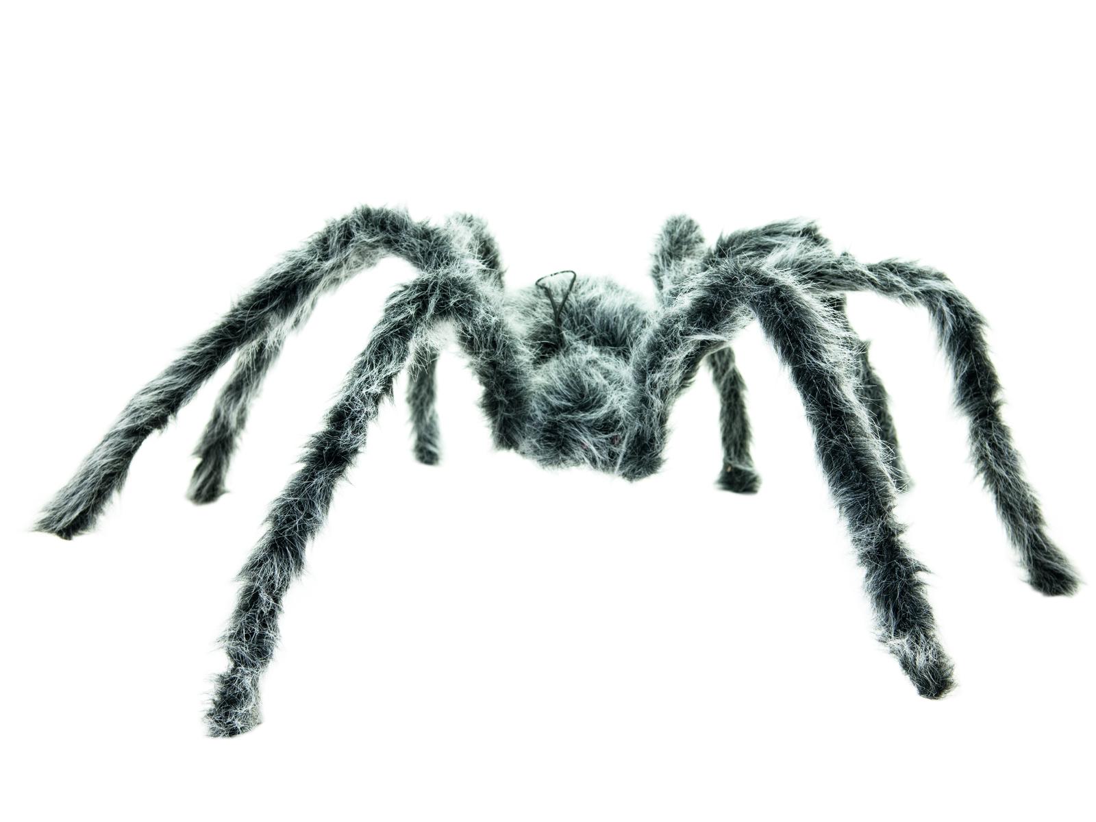 Серый пушистый паук игрушка